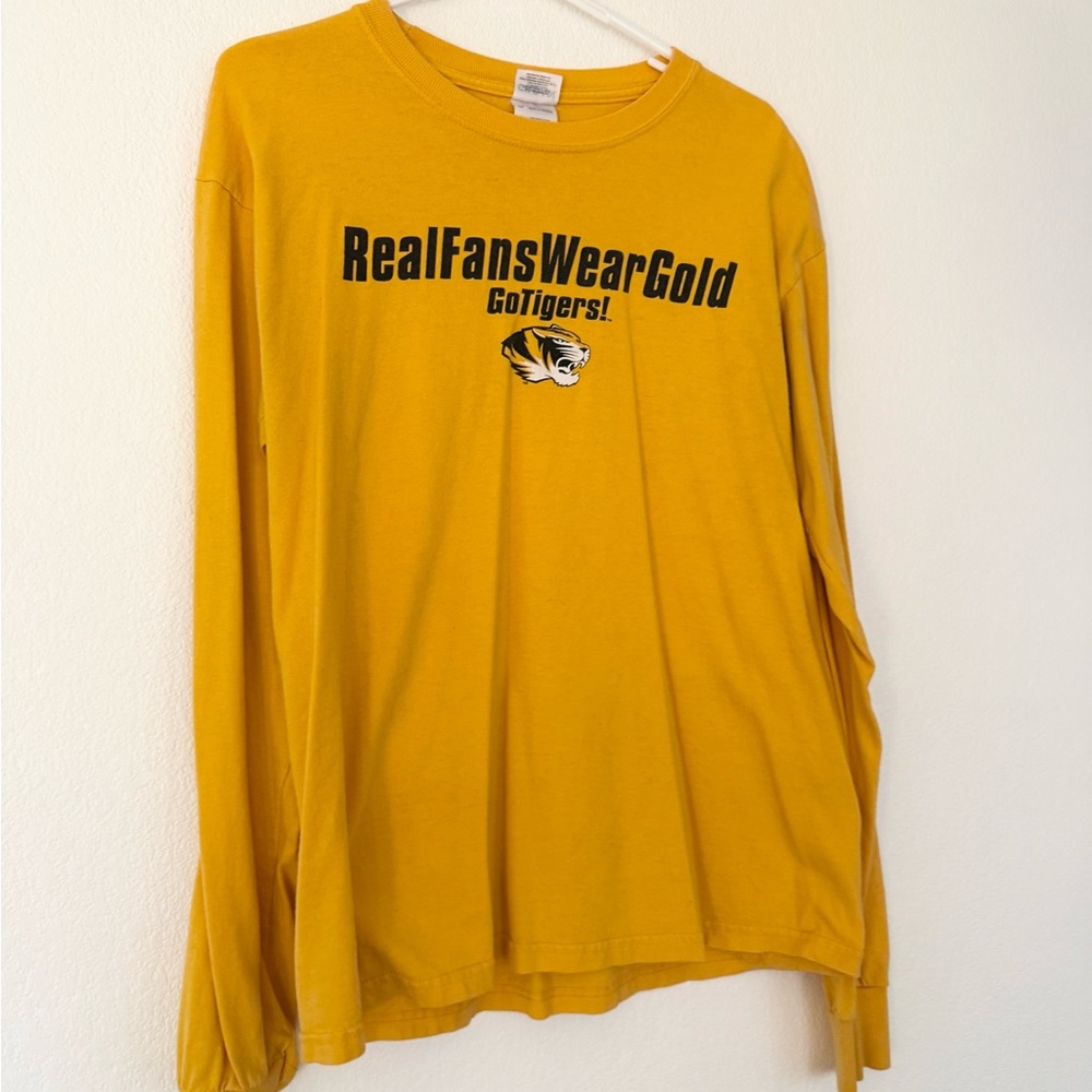 Mizzou Gildan Yellow Crew Neck Tee